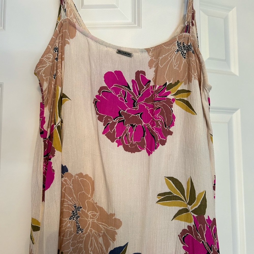 Billabong cream flowers high low maxi dress pink size medium - Picture 4 of 8